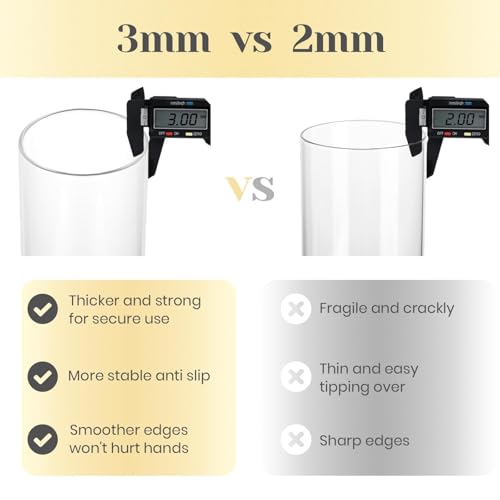 Hewory Hurricane Glass Candle Holders: 6 PCS Clear Hurricane Candle Holders for Pillar Candles Floating Candles, Glass Cylinder for Table Centerpieces Christmas Wedding Party Holiday Home Decor
