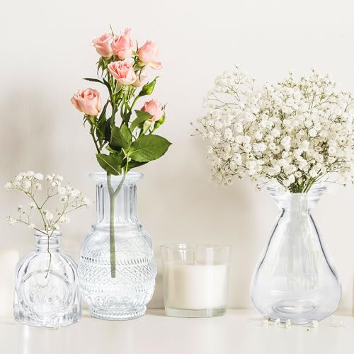 Clear Glass Bud Vases Set of 20,Small Flower Vases for Wedding Centerpieces,Mini Bud Vases in Bulk Amber Glass Vase for Table Decoration,Home Decor - color: Clear-20pcs