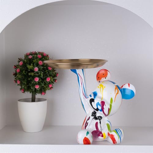 Hypebeast Room Decor Bowl Tray for Office Desk, Decorative Animal Bear Sculpture Home Decor Statue, Storage Tray for Entryway Table (Modern) - color: Modern