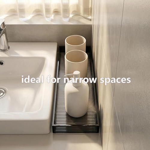 13.4"x4.3"Black Bathroom Trays for Counter,Long Narrow Tray countertop,Small Acrylic Trays for Vanity Makeup Storage,Coffee Table Organizer,Kitchen Tray,Decorative Perfume Tray for Dresser - size: 13.4" x 4.3" x 1"