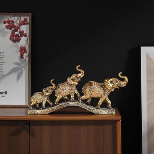 Elegant Golden Elephant Home Sculpture for Shelf, Desk, Mantel - Symbol of Love, Perfect Wedding