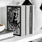 Peacoblue Metal Bookends for Shelves, Modern Decorative Heavy Duty Study Book Ends Stoppers for Office, Desk, Shelf, Room 5.3"x4.3"x7.9" Cast Iron Simple Tall Bookends 1 Pair (Moon and Fairy) - style: Moon and Fairy