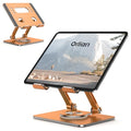 Orlian Tablet Stand Holder with Thickened 360°Rotating Base Dual Rod Adjustable Aluminum Stand for All 5.8-12.9” iPad Samsung Phone Tablet Kindle E-Reader and More, Rose - color: Rose