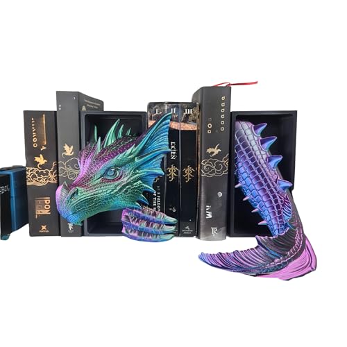 Dragons Awakening Book End – Fantasy Book Nook Insert for Dragon Readers – Unique Home Decor for Bookshelves & Libraries (Head and Tail - SEA Serpent) - color: Head and Tail - Sea Serpent