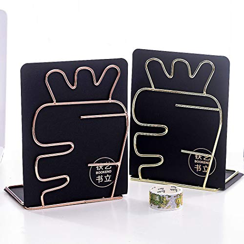 Creative Minimalist Style Bookends Metal Adjustable Books Holder Stand Book Rack Desk Bookend - Carrot, Rose Gold - color: Carrot, Rose Gold