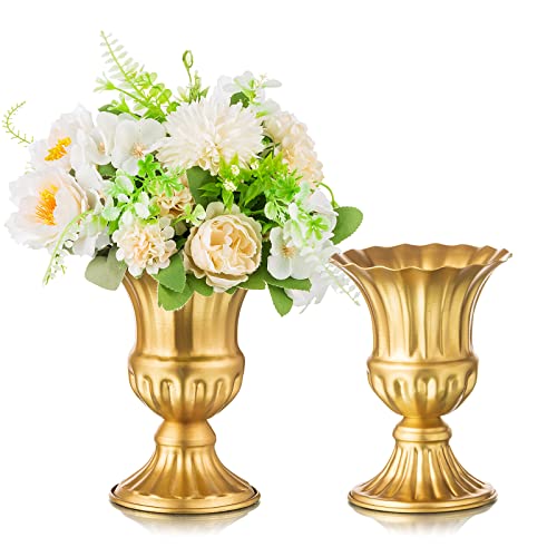 Sziqiqi Vintage Vase for Flowers Decorative Plant Pots for Table Centerpieces - Small Flower Arrangement Vases for Living Room Home Party Reception Ceremony 6.3in (Gold, 2) - color: Gold, size: 6.3in-2pcs