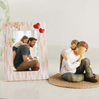 Father Daughter Figurine Personalized Birthday Fathers Day Valentines Gifts for Dad from Daughter 4.7"Resin Hand Painted Sculpture in Memory of Dad Statues for Home Decor(Frame for Free) - style: Father and Child Set