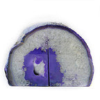JIC Gem Dyed Purple Natural Agate Bookends Polished Stone Book Ends Crystal Geode Bookends for Shelves to Hold Books with Rubber Bumpers(1 Pair, 3-4 LBS) - color: Purple Dyed, size: 3-4LBS.