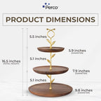 Perco 3 Tier Wooden Cupcake Stand, Walnut Wood Tiered Display Stand for 20 Cupcakes – Rustic Dessert Table Display Set, Tiered Serving Tray for Weddings, Birthdays, Baby Showers & Events - color: Walnut Wood