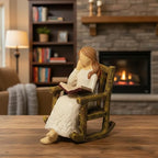 Book Figurine for Shelves Gifts for Women Readers Resin Reading Woman Statue Library Decor Book Lovers Gifts Small Figurine for Home Office Desk, Living Room Birthday Present for Reader Friend
