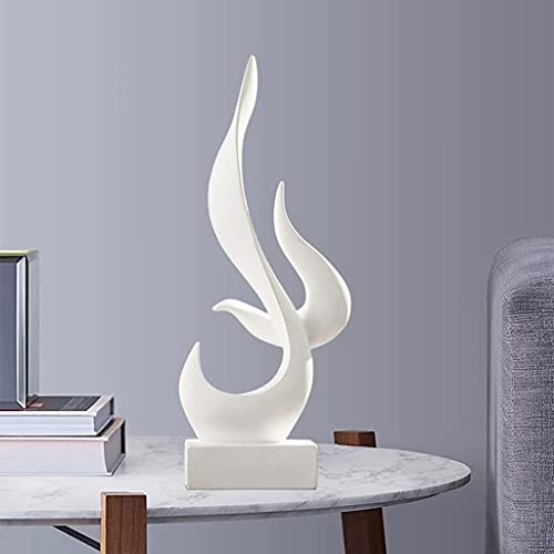 Resin Art Statue Minimalist Figurines Abstract Sculpture Desk Table Sculpture Ornaments for Home Bedroom Living Room Garden Office - White