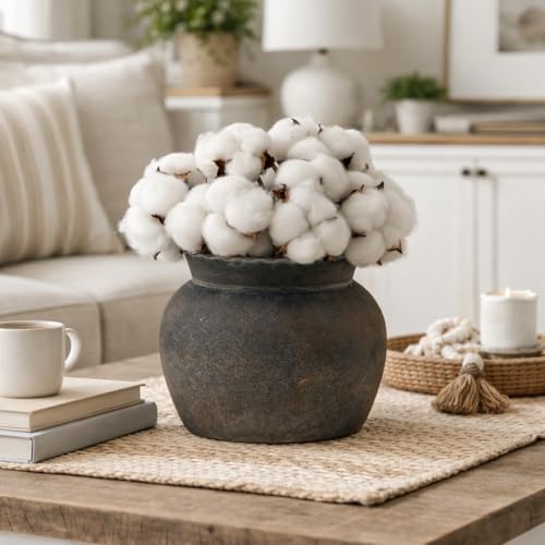 SIDUCAL Ceramic Flower Vase with Wide Mouth Lace, 5.1 Inch Pottery Rustic Farmhouse Boho Vases, Small Terracotta Vase for Home Decor, Table, Living Room, Bathroom, Shelf, Wedding, Bronze - color: 18967-bronze