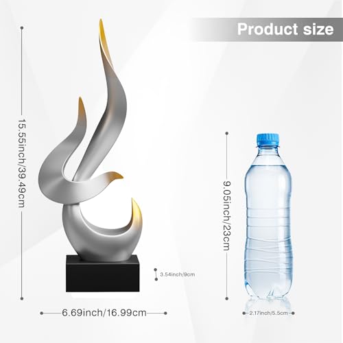 Silver Fire Flame Sculpture, Modern Abstract Resin Statue, Art Statue Home Decor for Living Room TV Stand Coffee Table Shelf Accents Decor - color: Silver, size: Large