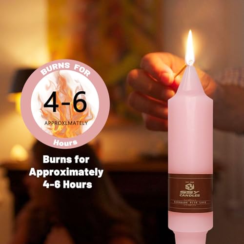 NJAO HOO Pink Short Taper Candle 5 Inch Candlesticks Unscented Dripless Tapered Candle Set for Home Decor Wedding Party Dinner Candles, 4 Pack - color: Pink, size: 5 In