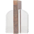 Deco 79 Crystal Geometric Decorative Bookends Arched Non Skid Bookends, Set of 2 Office Bookends2 W, 6" H, Clear - size: 2"W, 6"H