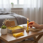 20 Minute Meditation Candles for Anxiety Relief Mini Beeswax Taper Candles Set of 30 with Brass Holder & Candle Wax Dots for Secure Fit Dripless Prayer Candles for Yoga Ritual & Spiritual Practice - color: 30pcs Beeswax Candles