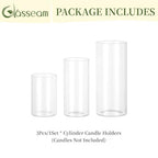Glasseam Hurricane Glass Candle Holders: 3 Pcs Clear Cylinder Vases for Centerpieces Large Pillar Candle Holder for Floating Candles Modern Home Decor Wedding Table 5.3'' 7.3'' 9.5'' Height
