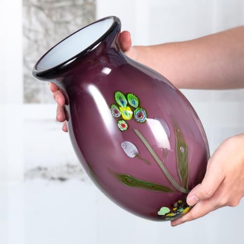 KAMMAK Colored Glass Vase, Beautiful Hand Blown Decorative Vase, Modern Art Vase for Flower Mantle Dining Table Centerpiece, Entryway Living Room Wedding Decoration (JG2077) - style: JG02077