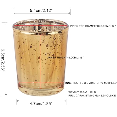 Gold Mercury Glass Tea Light Holders Set of 36 - Elegant Votive Candle Holders for Weddings, Showers and Home Decor - Perfect for Table Centerpieces and Parties (Glass, Gold) - color: Gold