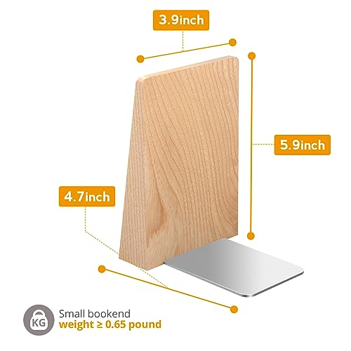 DRELIFAM Ash Wood Book Ends Heavy Duty Handmade Book Ends for Shelves Decorative Bookends to Hold Heavy Books (Ash Wood Small) - color: Ash Wood Small