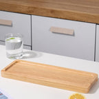 Rectangular Wooden Serving Tray, 13" x 5" with Side Handles, Natural Solid Wood Platter for Bread, Fruits, Snacks & Dessert, Modern Rustic Easy-to-Carry Tray for Home & Kitchen Use