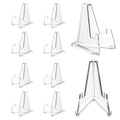 HillSpring 10 Pack 2.2 Inch Clear Small Easel Stand, Acrylic Tabletop Mini Stand, Display Holder for Sports Cards, Challenge Coin, Graded Cards, Name Card, Photo, Sign, Medal, Crystals, Plates