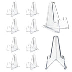 HillSpring 10 Pack 2.2 Inch Clear Small Easel Stand, Acrylic Tabletop Mini Stand, Display Holder for Sports Cards, Challenge Coin, Graded Cards, Name Card, Photo, Sign, Medal, Crystals, Plates