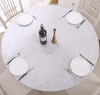 Walrus Clear Round Vinyl Fitted Tablecloth Waterproof Oilcloth Heavy Duty Elasticized Table Cover Elastic Edge Design Plastic Tablecloth Protector for Round Table - size: Best for 40"-44" Round