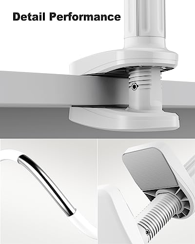 SAIJI Gooseneck Cell Phone Holder, Clamp Universal Lazy Mount Clip Hands Free Flexible Long Arm Bracket Grip for 4-7 Phones Mobile Stand Baby Monitor for Desk, Bed, Office, Kitchen (White) - color: White, size: 33.5 in