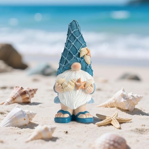 Etlemonde Beach Gnomes Statues,Ocean Gnomes,Nautical Themes Decoration,Beach, Gnome Holding Seashells - color: Holding a Shell