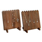 Ikee Design Set of 2 Wood Necklace Jewelry Display Stand for 8 Necklaces, Necklace Display Holder Organizer, Brown Color - color: Brown
