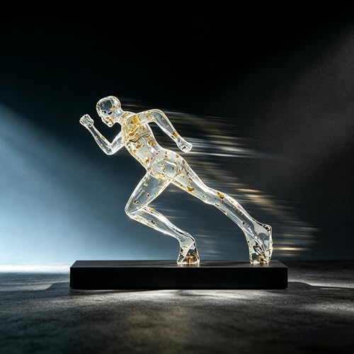 AWNR Handmade Gold Abstract Statue- Exquisite Resin Figurine for Modern Home Decor Living Room Shelf Office Decorations, Perfect for Bookshelf, Desk, and TV Stand Accents. (red) - color: Transparent Gold Runner