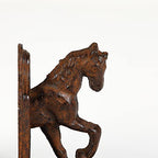 Jemeni 2 Pack Farmhouse Galloping Horse Bookends, Horse Bookends, Rusty Finish