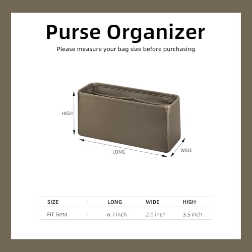 DGAZ Silk Purse Organizer Insert For Hermes Geta bags，Silky Smooth Bag Organizer，Luxury Handbag & Tote Shaper(Etoupe Grey) - color: Etoupe Grey