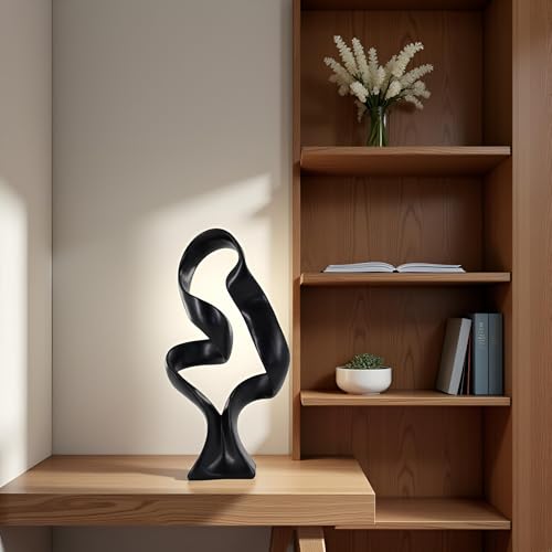 15" Modern Abstract Ribbon Decorative Sculpture, Knot Sculptures,Home Decor,Coffee Table Statues,Dining Living Room Desk Decor（Black） - color: 15" Black