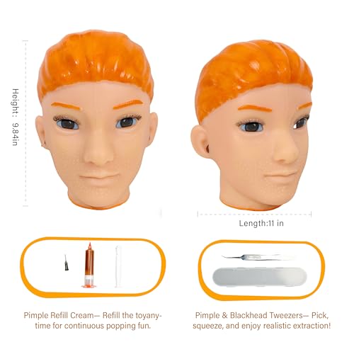 brenzo 2026 New Fidget Toy Big Head Doll with Ear Cleaning Feature – Pimple Popping Toys Style Stress Relief Sensory Toy for Anxiety, Reusable Funny Desk Toy for Adults-Yellow Hair - style: G-yellow
