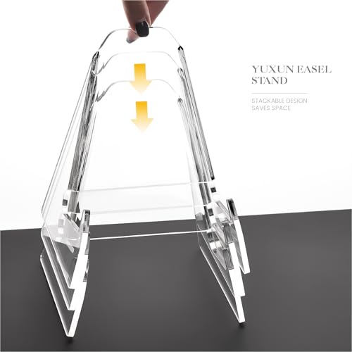 YUXUN Plate Stand for Display,2 Pack Plate Holder Display Stand,Acrylic Picture Frame Stand for Picture,Decorative Plate,Photo Easel,Tabletop Art(Clear,8Inch)