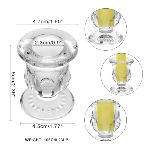 Glass Taper Candle Holder Set of 6 - Clear Crystal Candlestick Holders for Tapered Candles, Elegant Candle Stick Holder Set for Wedding Party Christmas Thanksgiving Festival (6, Transparent)