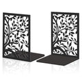2pcs Book Ends Vines Plants Metal Large Bookends Leaf Heavy Duty Non-Slip Tree Book Ends Decorative Reading Black Book Stoppers for Shelves Back to School - style: Vines Plants,Leaf