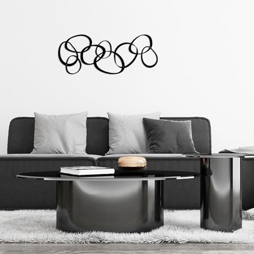 Pigort Metal Abstract Wall Art Black Minimalist Décor Line Art Wall Décor, 3D Textured Wall Sculptures, for Living Room Bedroom Bathroom Office Set of 3
