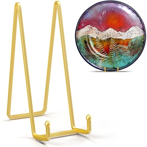 IPAME Plate Stands for Display 12 Inch Heavy Duty - Metal Picture Frame Easel Stands for Large Plates, Books, Platters, Plaques, Decor (Gold 2 Pack) - size: 12 Inch