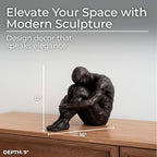 Sagebrook Home Modern Glam Resin Sculpture - Thoughtful Seated Figurine - Polyresin Metallic Bronze Finish - Elegant Home & Office Decor - Artful Accent for Living Room & Bedroom - 16" Bronze - size: 13.0" H