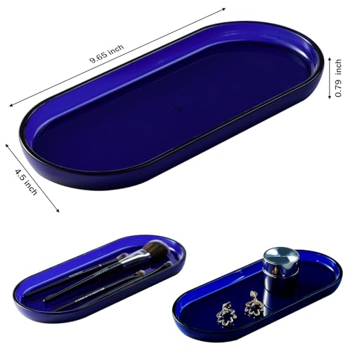 SheeChung Acrylic Vanity Tray, 2 Pack, 9.65 in x 4.5 in x 0.79 in, Catchall Tray, Countertop Sink Tray Dispenser, Sturdy Holder for Cabinet, Shelf, Cupboard, or Closet Organization (Blue) - color: Blue Acrylic, size: 2 Pack (9.65" x 4.5" x 0.79")