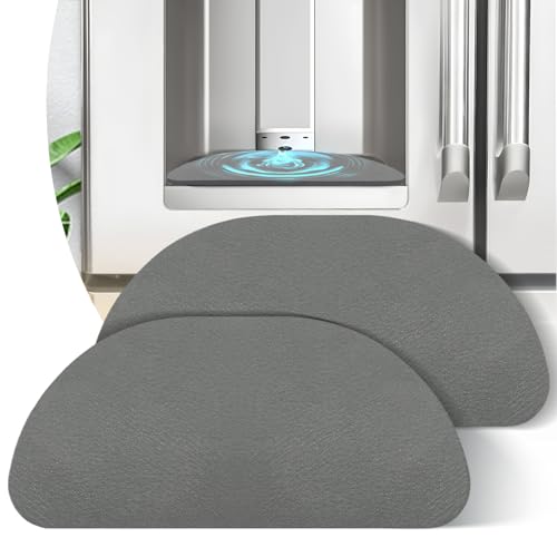 LOPNUR Refrigerator Drip Tray Catcher 2 Pack - 8.3x3.7 Cuttable Refrigerator Mats Hide Stains, Fridge Ice Water Dispenser Absorbent Mat for Samsung Whirlpool GE, Fridge Drip Pad (Semi Circle, Grey) - color: Grey, size: Semi Circle - 8.3"x3.7"