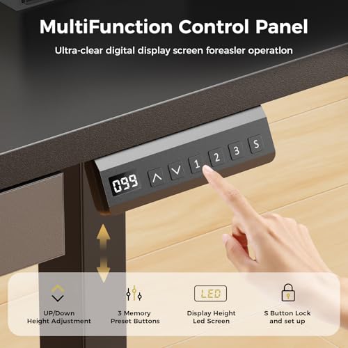 GTPLAYER Electric Standing Desk with Drawers, 55 x 24 Inch Height Adjustable Gaming Desk with Monitor Stand, Power Outlets & LED Lights, Home Office Sit Stand Up Desk with Memory Preset (Black) - color: Black, size: 55*24"