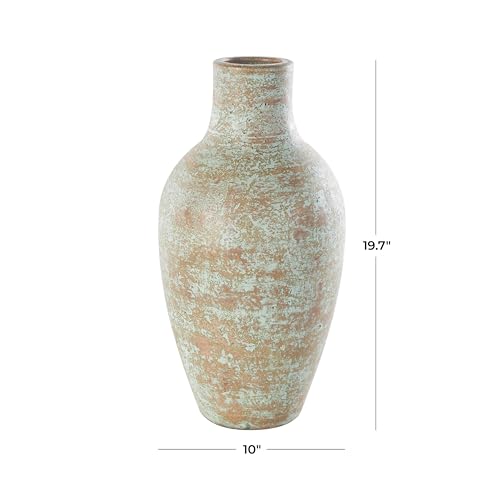 Deco 79 Ceramic Decorative Vase Antique Style Textured Patina Centerpiece Vase, Flower Vase for Home Decoration 10" x 10" x 20", Brown - color: Brown, size: 10" x 10" x 20"