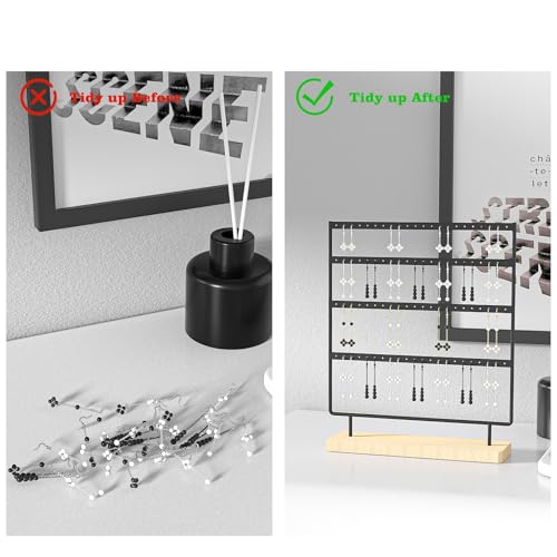 Julysky Earring Holder Organizer, Earring Stand, 4 Layers, Black - color: Black, size: 4 Layers