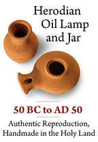 Biblical Herodian Clay Oil Lamp with Jar - Authentic Terracotta Replica from Holy Land Archaeological Finds - Handmade Christian & Jewish Faith Artifact - color: Herodian - Biblical Brown with Jar