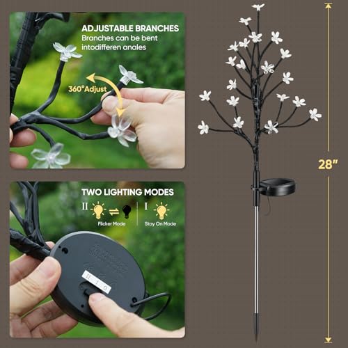 Solar Garden Lights Outdoor Waterproof,Garden Decor Solar Flowers For Outside Decorative,6Pack 2Modes Solar Powered Fairy Outdoor Decorations for Yard Patio Pathway, Gardening Gifts Mothers Day - color: Warm White, size: 6 Pack