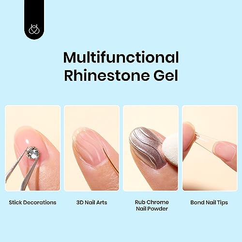 Beetles Rhinestone Nail Glue Gel, Strong Hold Nail Art Adhesive for 3D Gems, Rhinestones & Accessories, UV/LED Curing Clear Gel, Easy Application, Long Lasting Salon & DIY Nails - color: C3-35g Nail Rhinestone Glue